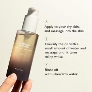 HARUHARU Wonder Black Rice Moisture Cleansing Oil 5.1 fl.oz / 150ml | Korean Facial Cleanser, Makeup Remover | Vegan, Cruelty Free | Jojoba Seed Oil, Macadamia Seed Oil - Image 3