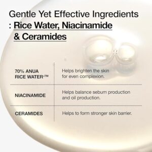 ANUA Rice 70 Glow Milky Toner, for Glass Skin, Rice Water, Niacinamide, Ceramides, Panthenol, Fragrance-Free, Non comedogenic, Fungal Acne Safe, Korean Skin Care, 250ml/8.45fl.oz. - Image 4